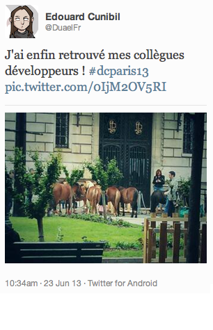 Tweet de Edouard Cunibil : les développeur du Drupalcamp