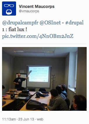 Tweet de Vincent Maucorps : Présentation de Frédéric Marrand