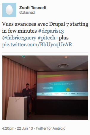 Tweet de Zsolt Tasnadi : Vues avancées avec Drupal7