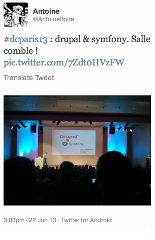 Tweet de Antoine : la keynote Symphony